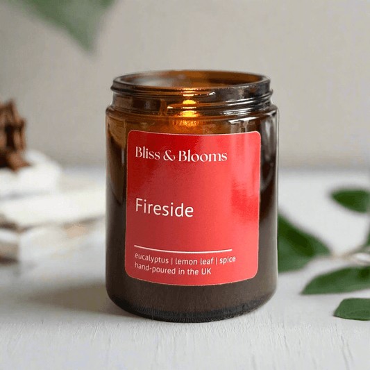 Fireside - Rich and comforting scent capturing the aromas of a roaring log fire with fresh bergamot, lemon leaf and spices with a heart of fresh eucalyptus, the comfort of earthy woods and rich amber, perfect for a cosy night in giving a sense of warmth a