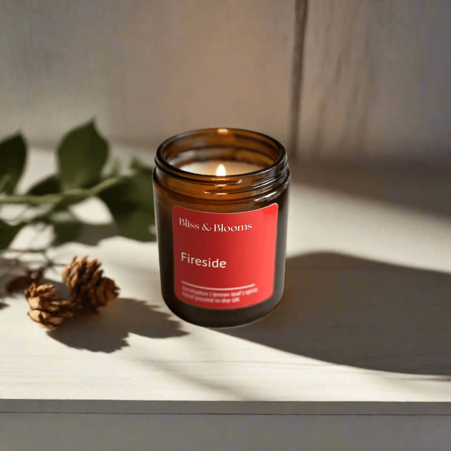 Fireside - Rich and comforting scent capturing the aromas of a roaring log fire with fresh bergamot, lemon leaf and spices with a heart of fresh eucalyptus, the comfort of earthy woods and rich amber, perfect for a cosy night in giving a sense of warmth a