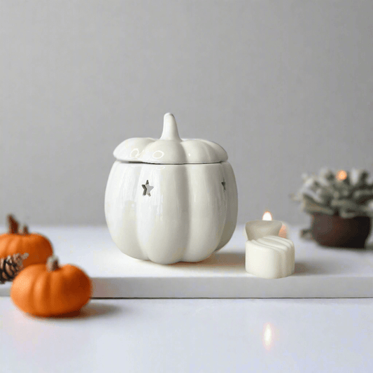 White Ceramic Pumpkin Wax Burner