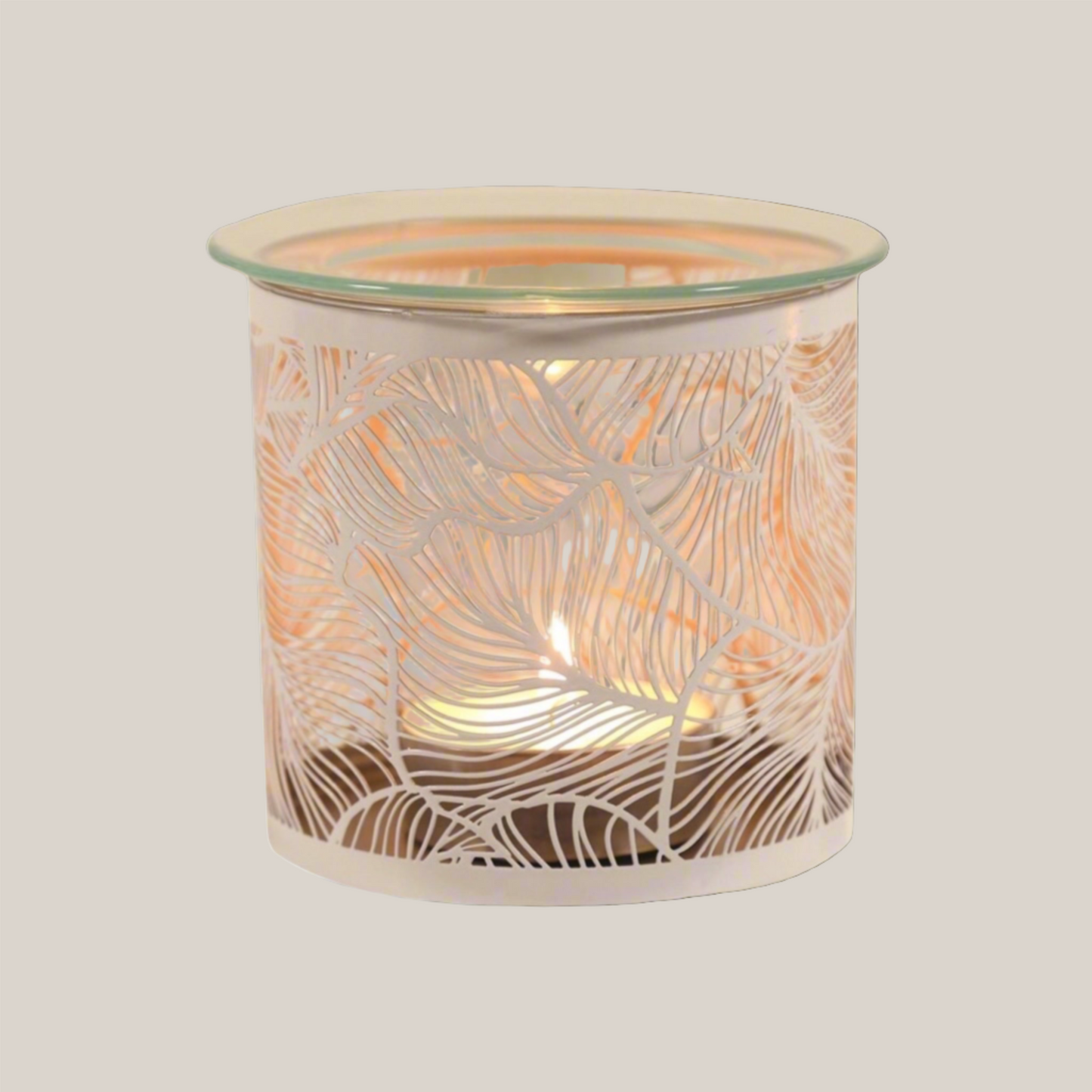 White & Gold Botanical  Wax Burner