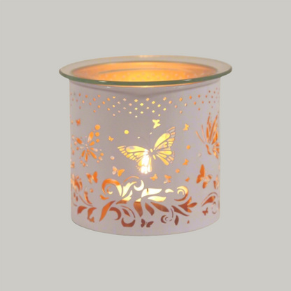 White & Gold Butterfly Wax Burner