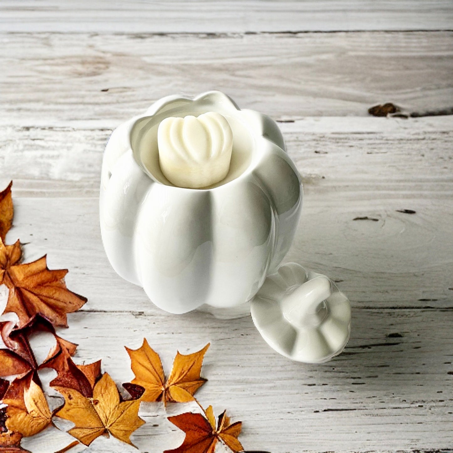 White Ceramic Pumpkin Wax Burner