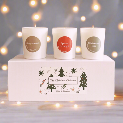 Elevate your festive season with our exquisite Trio of Christmas Votive Candles Gift Set. Each candle Gift the joy of the festive season with our Trio of Christmas Votive Candle Gift Set. This elegant set is meticulously handcrafted, features 3 of your fa