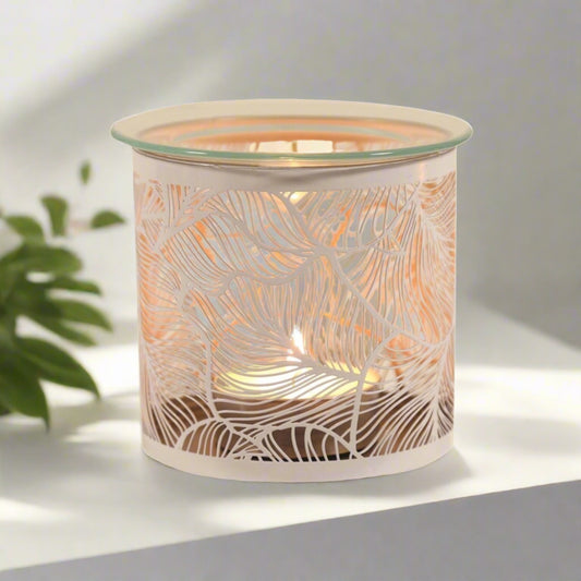 White & Gold Botanical  Wax Burner